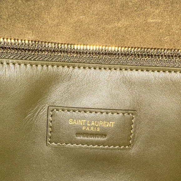 YSL Saint Laurent Le 5 a 7 Large Shoulder Bag Barley Green Suede - Picture 9 of 13